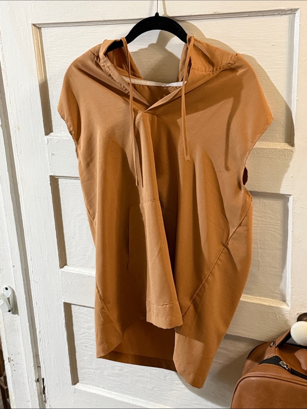 SHEIN Men's Short Sleeve Hooded Pullover - Tan Brown